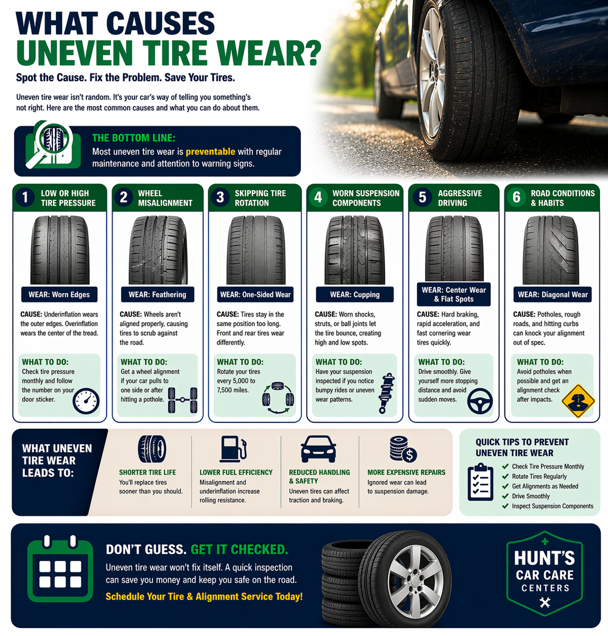 what causes uneven tire wear infographic